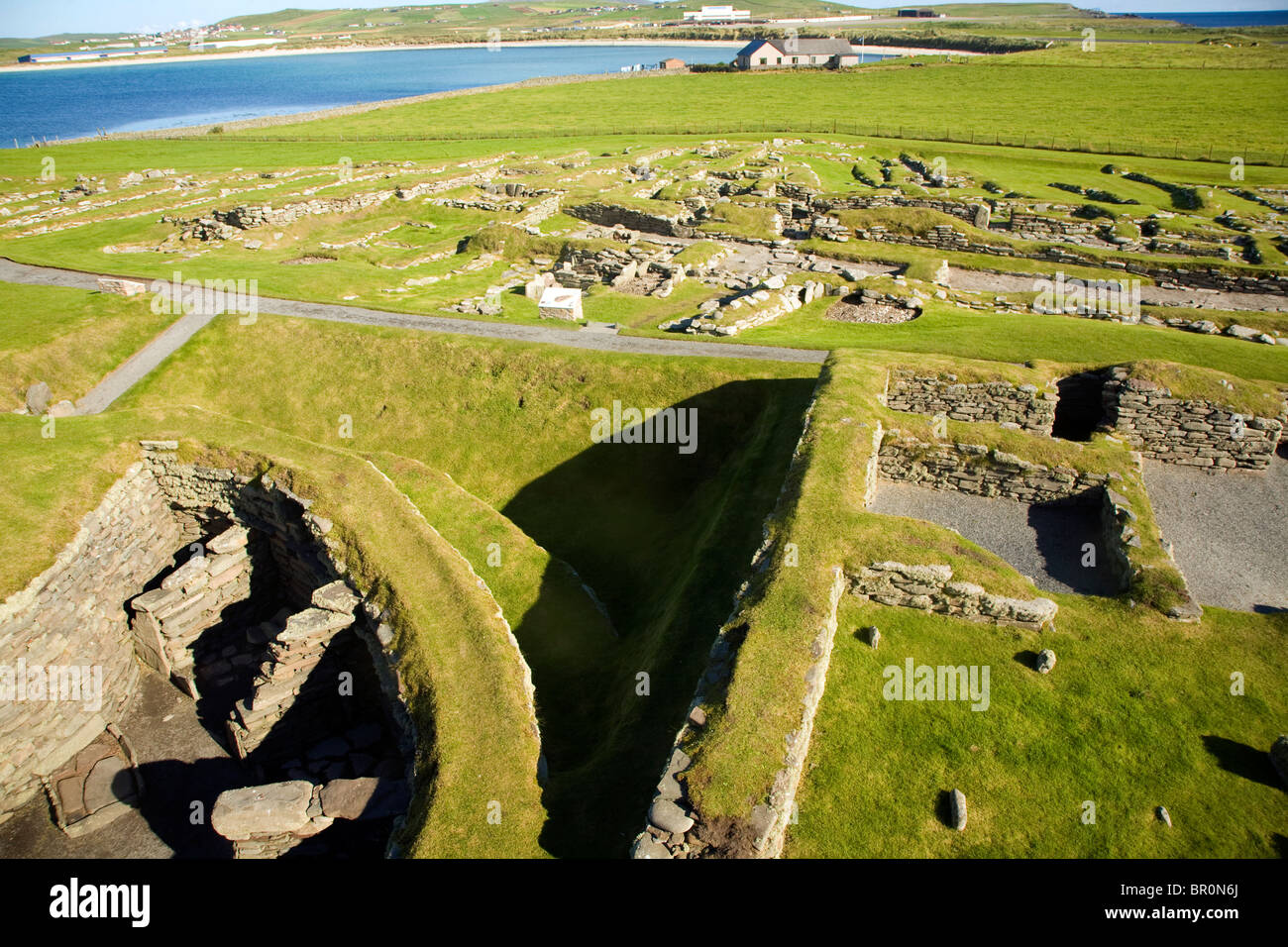 Prähistorische Siedlung Jarlshof, Shetland-Inseln, Stockfoto