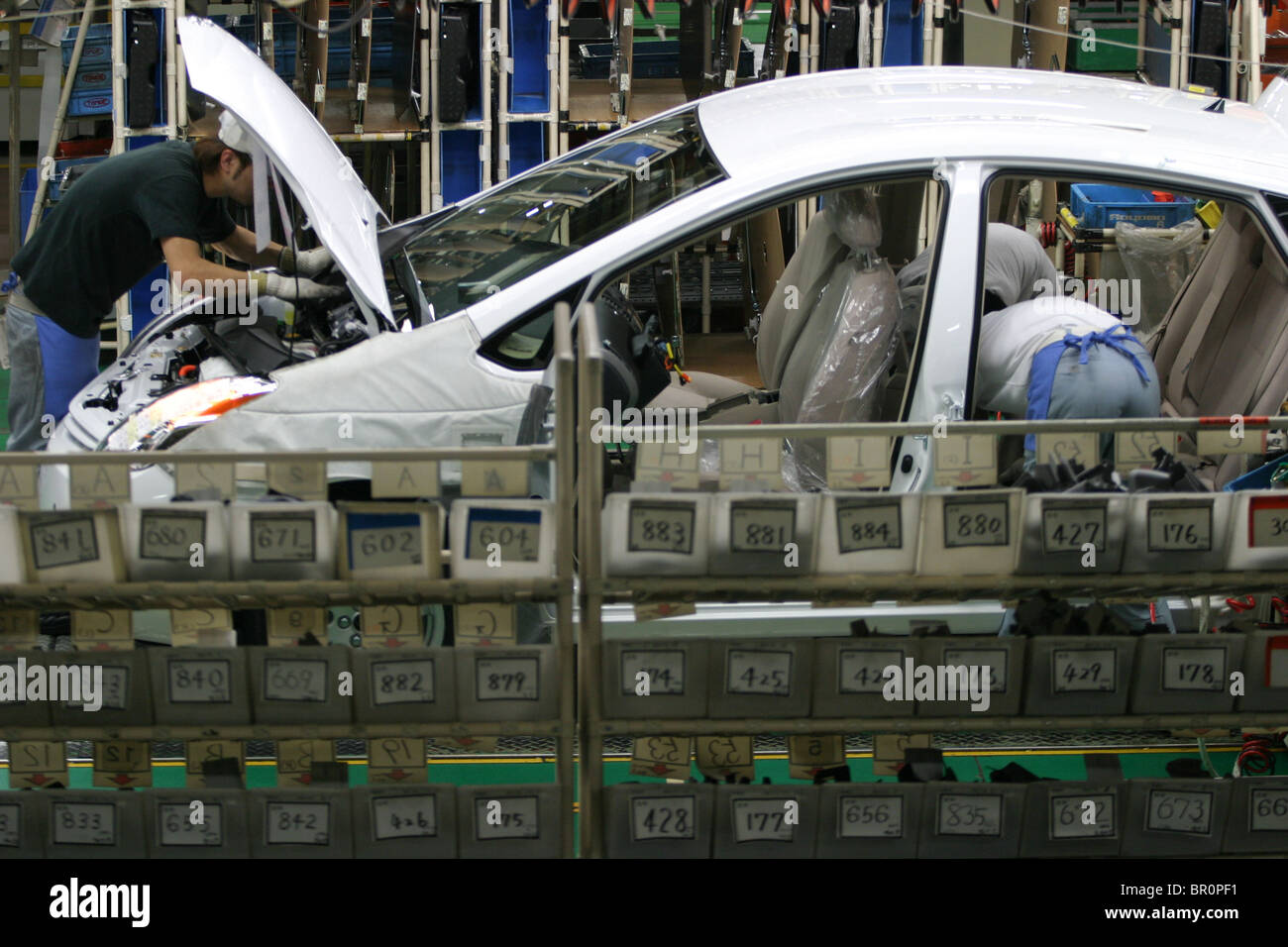 Der Toyota Tsutsumi Produktionslinie Autofabrik, in der Nähe von Nagoya, Japan, 02.03.2004. Stockfoto
