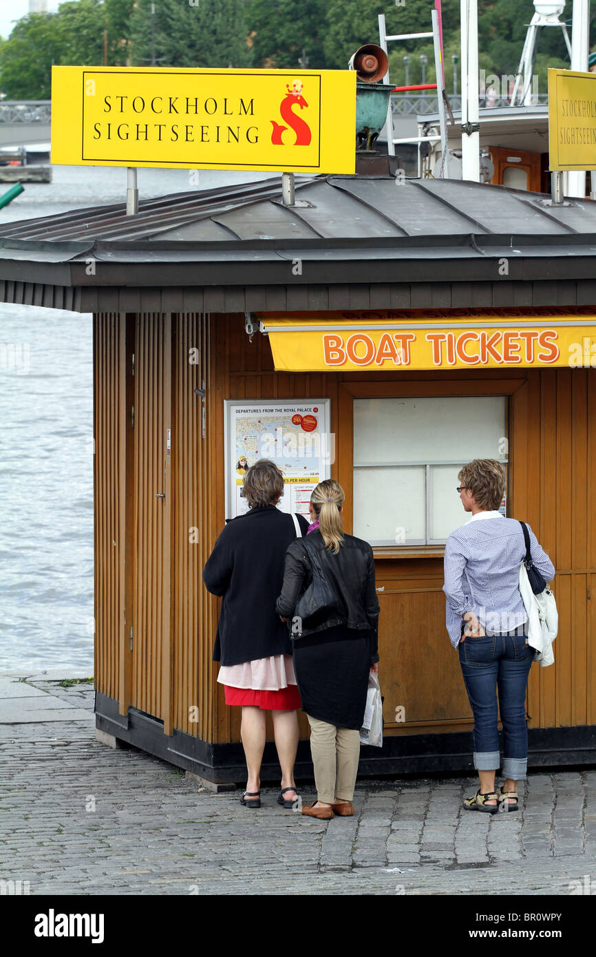 Sightseeing-Boot-Kiosk in Stockholm, Schweden Stockfoto