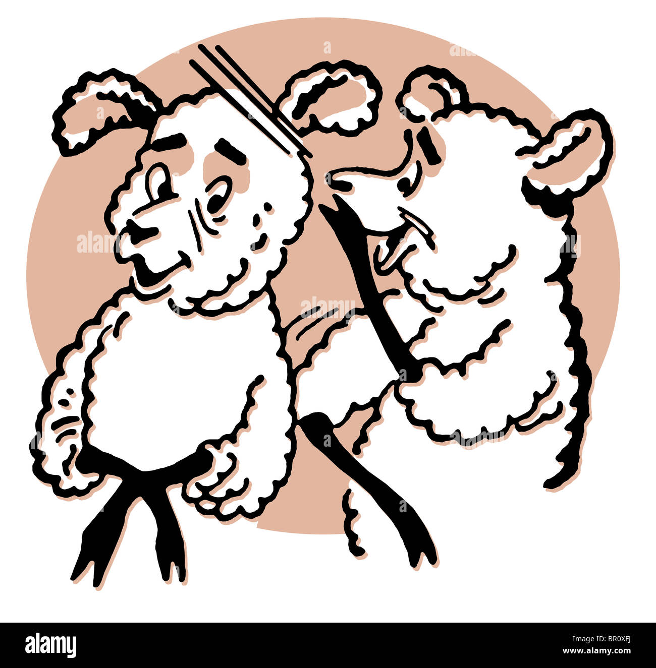 Eine Zeichnung von zwei Schafe Cartoon-Stil Stockfoto