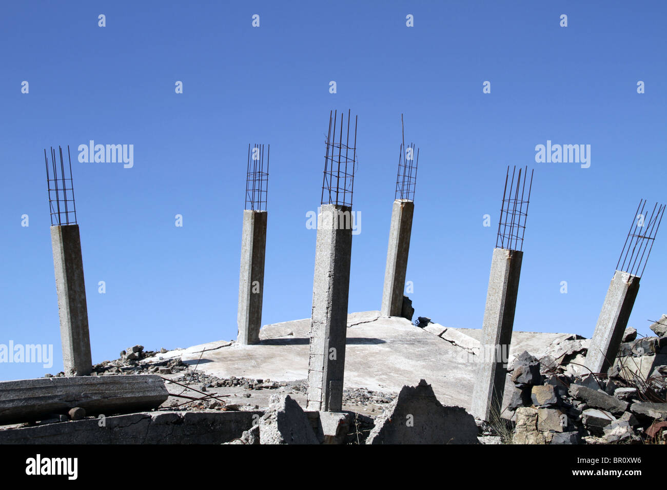 Eine abgeflachte Haus in Quinetra Stadt unberührt, da Israel es nach Syrien völlig zerstört im Jahre 1974 kehrte Stockfoto