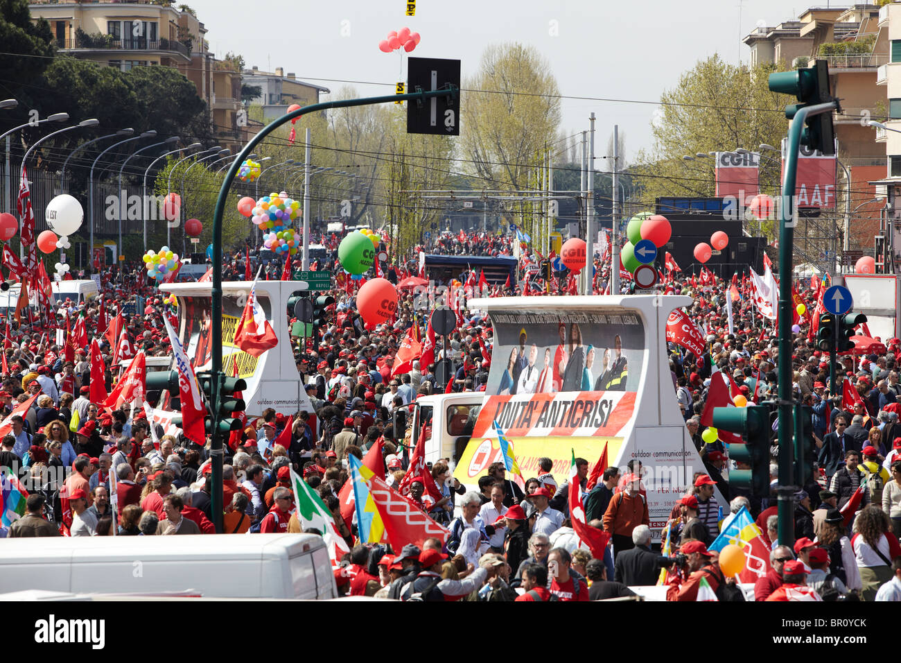 Die CGIL große nationale Demonstration am Circus Maximus am 4. April 09 in Rom, Italien Stockfoto