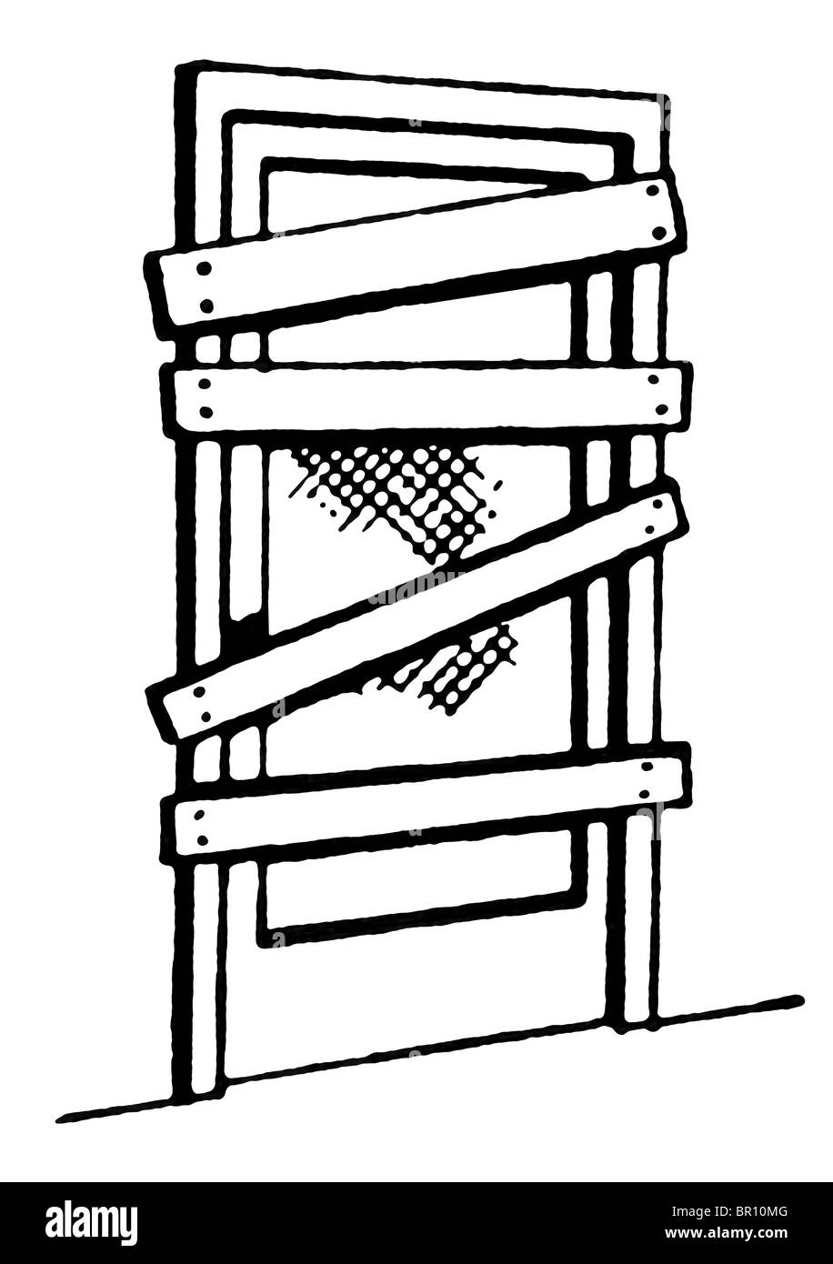 Eine schwarz-weiß Version einer Tür genagelt geschlossen Stockfoto