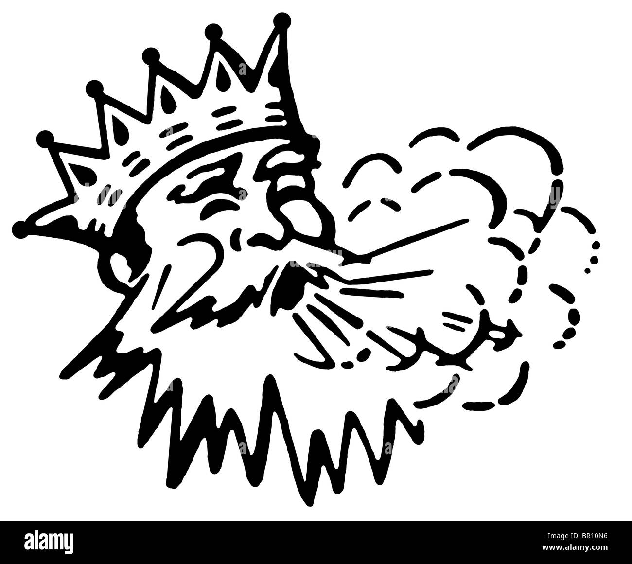 Eine schwarz-weiß Version eines Königs mit viel Luft Stockfoto