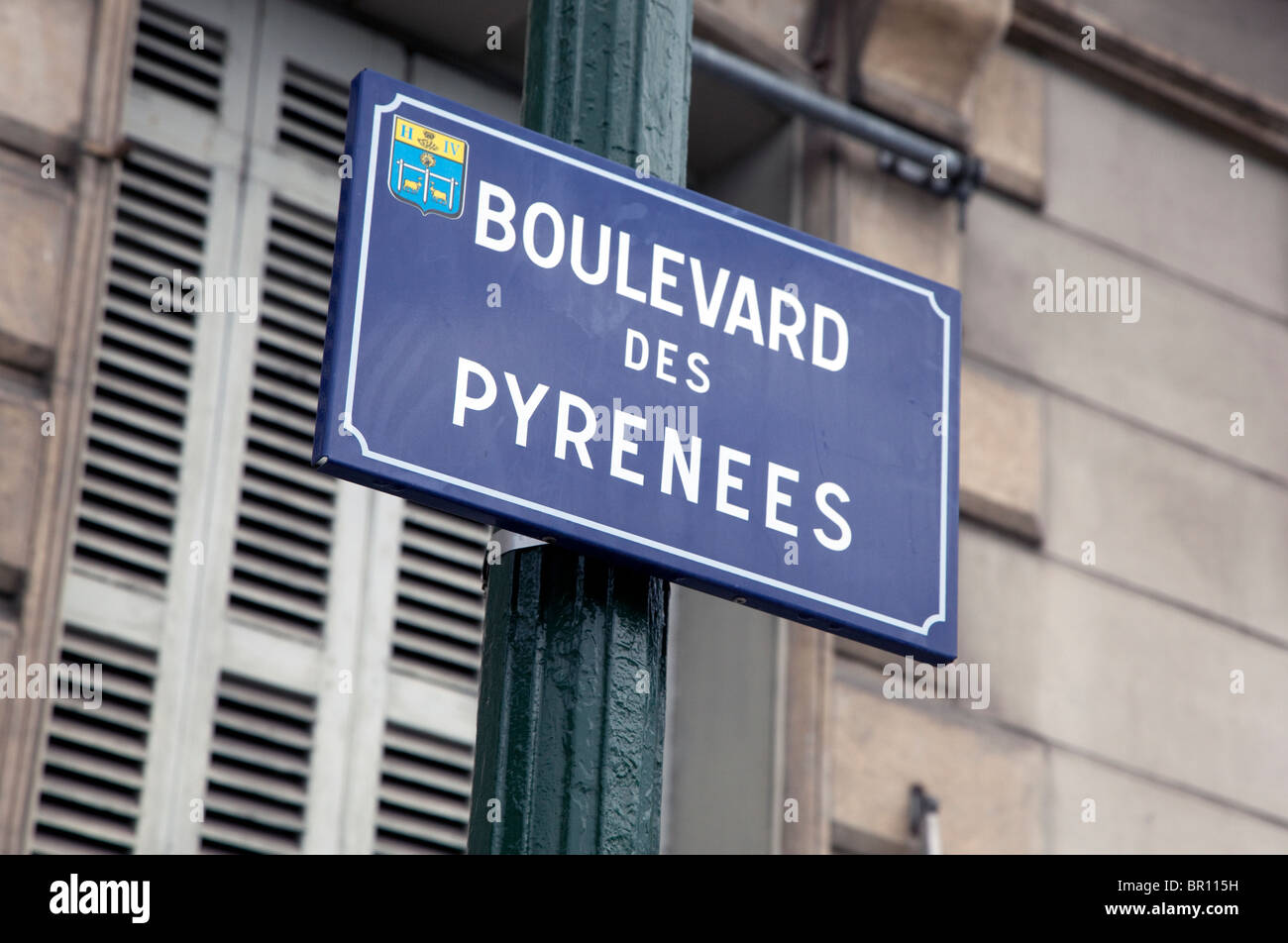 Boulevard des Pyrenäen Straßenschild, Pau, Frankreich Stockfoto