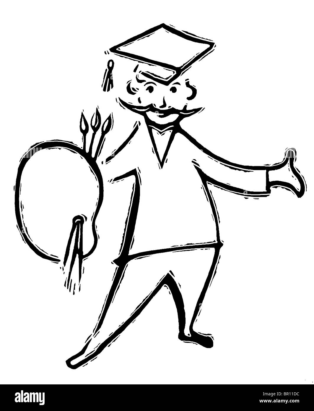 Eine schwarz-weiß Version einer Zeichnung eines Absolventen Künstlers Stockfoto