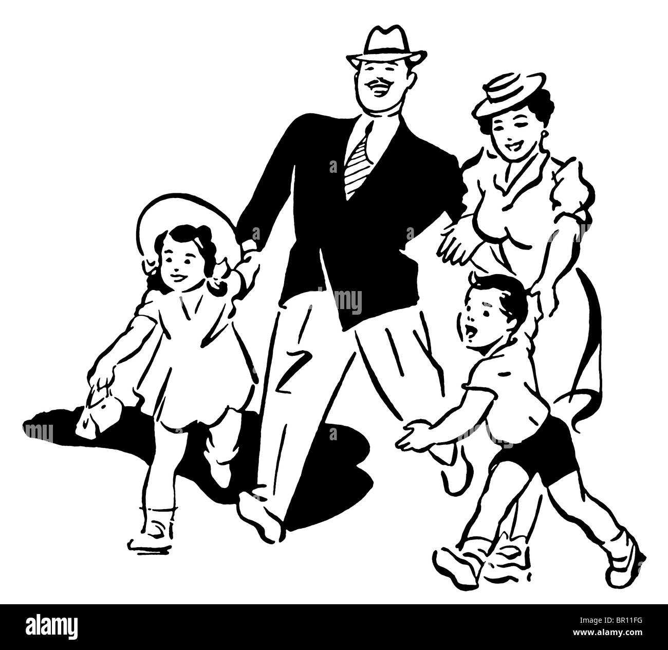 Eine schwarz-weiß Version einen Familienurlaub Stockfoto