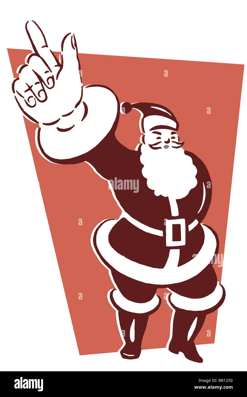 Eine schwarz-weiß Version einer Weihnacht inspiriert Santa Abbildung Stockfoto