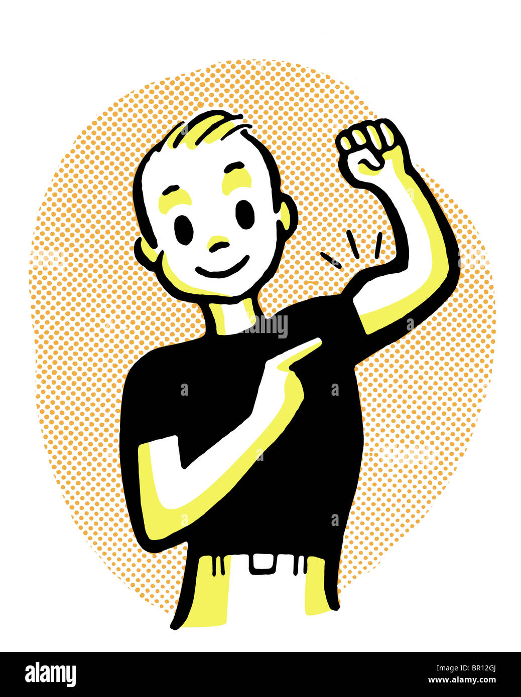 Ein Cartoon-Stil, die Zeichnung eines jungen Mannes mit bilging Muskeln Stockfoto