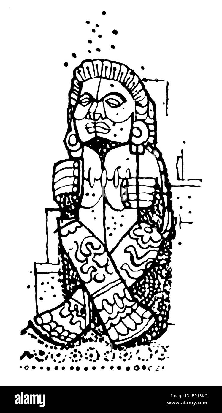 Eine schwarz-weiß Version einer Steinskulptur Stockfoto