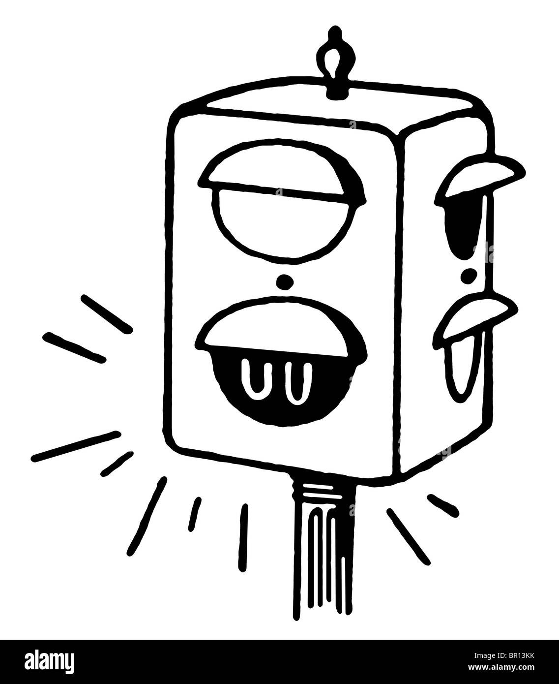 Eine schwarz-weiß Version aus einer Reihe von Ampeln Stockfoto