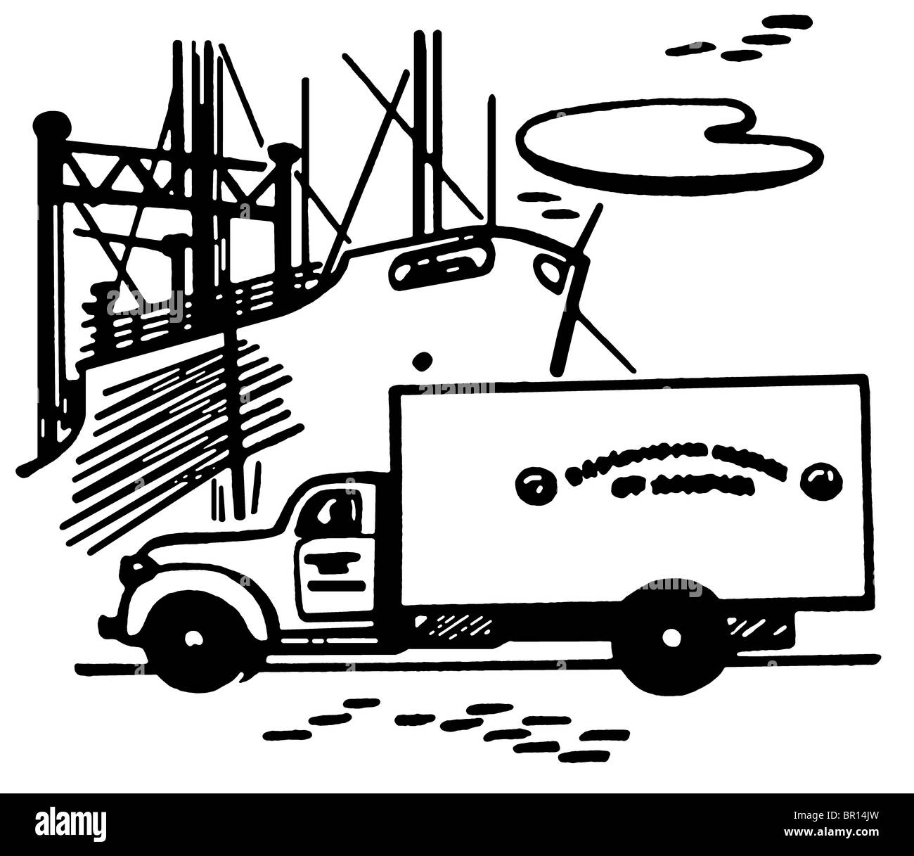 Eine schwarz-weiß Version einer Illustration in den docks Stockfoto