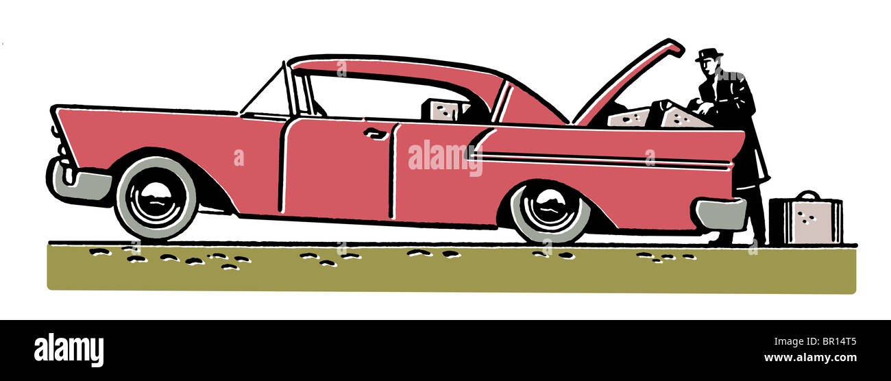 Eine Vintage Illustration eines Oldtimers Stockfoto