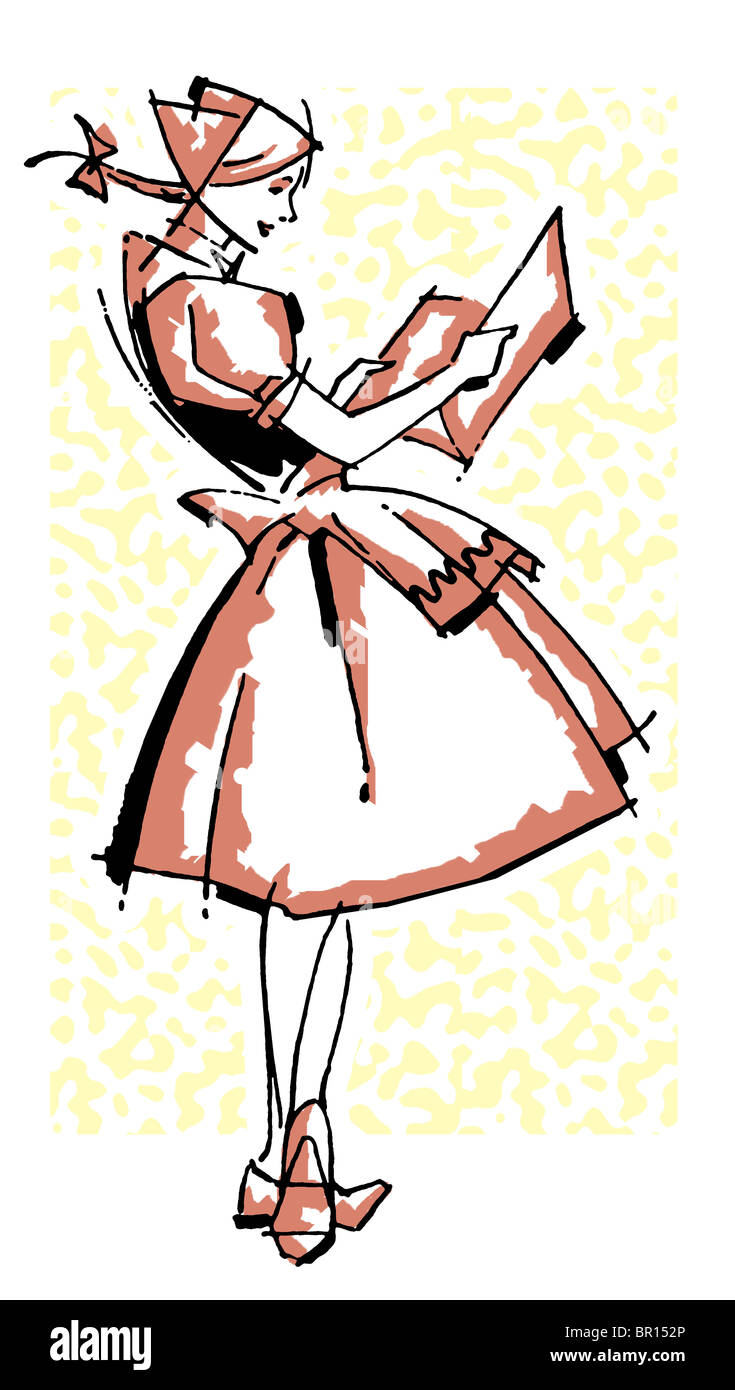 Eine Vintage Illustration des deutschen Kellnerin Stockfoto