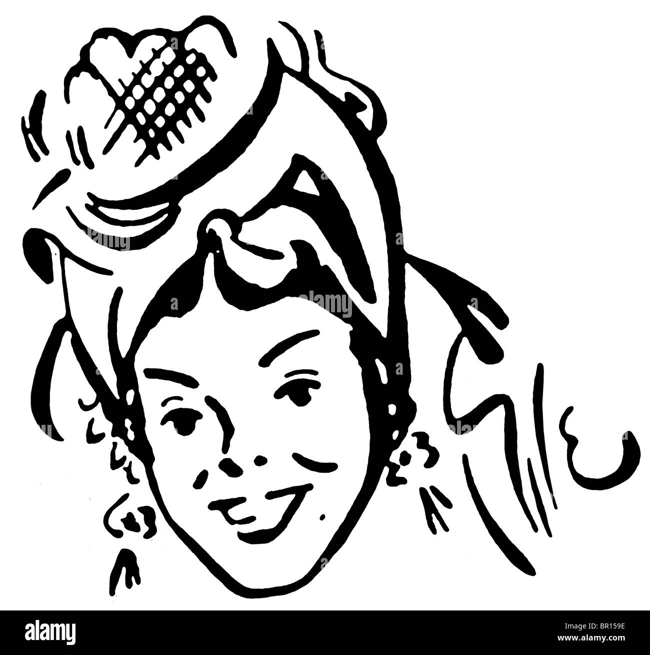 Eine schwarz-weiß Version eines Vintage Porträt einer Frau Stockfoto