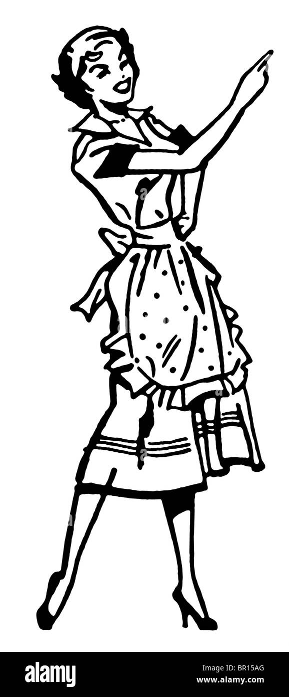 Eine schwarz-weiß Version einer Vintage Illustration einer Frau zeigen Stockfoto