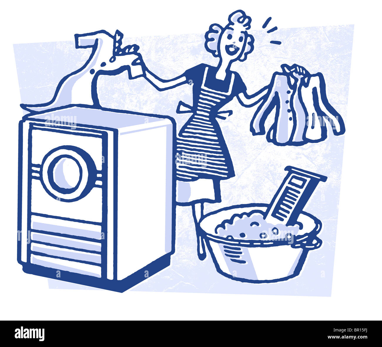 Eine Cartoon-Stil Vintage Illustration einer Frau Wäsche Stockfoto