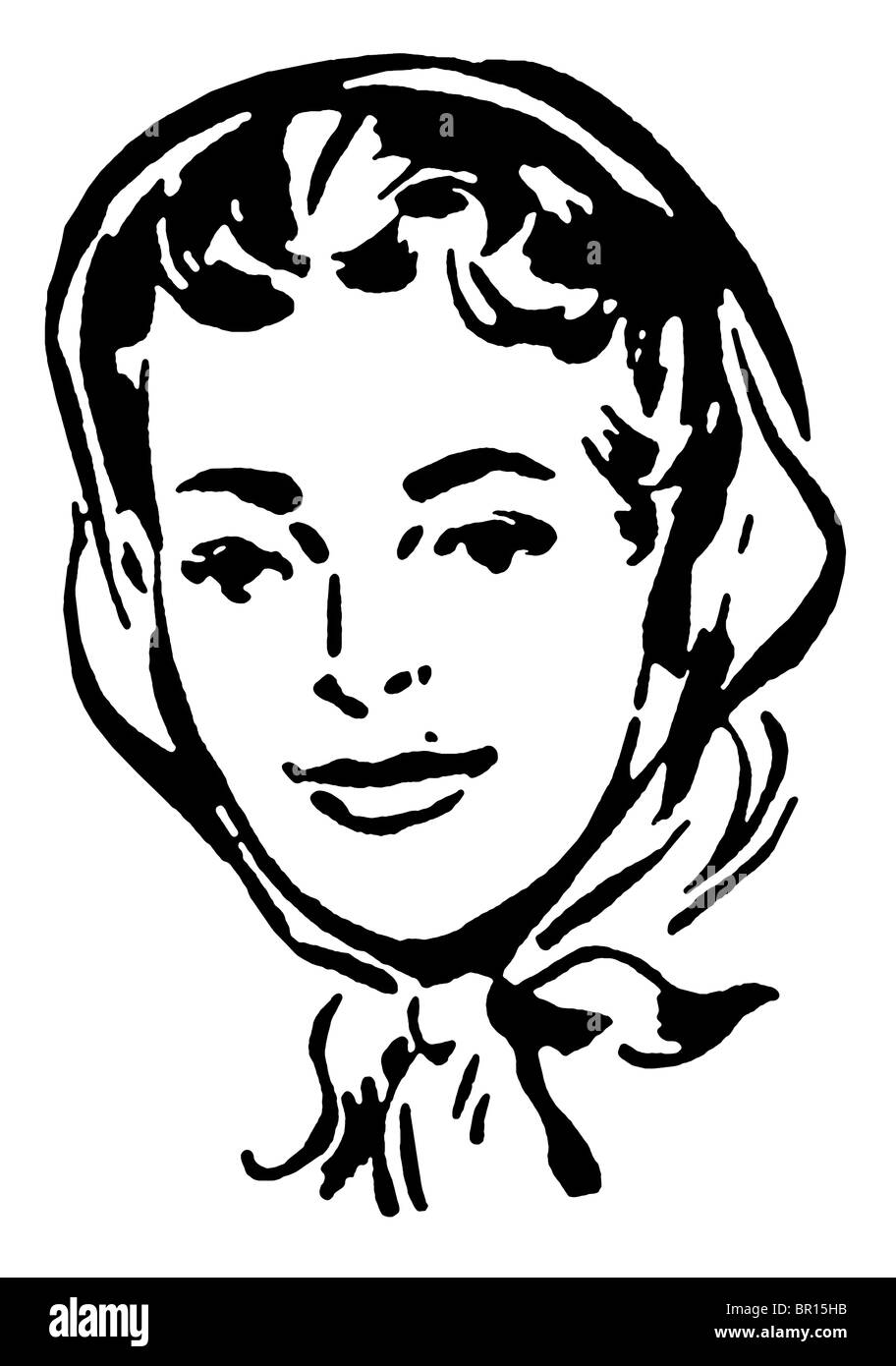 Eine schwarz-weiß Version eines Vintage-Stil-Porträt einer Frau Stockfoto