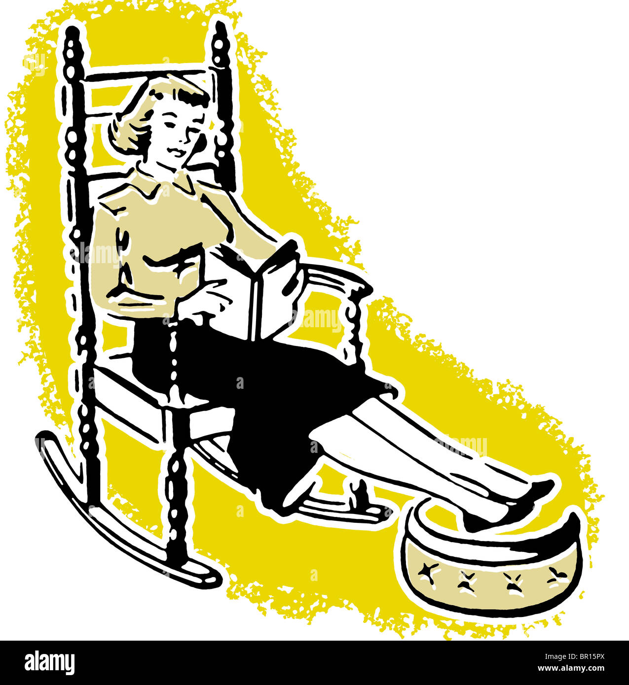 Ein Vintage-Stil-Bild einer Frau mit einem Buch entspannen Stockfoto