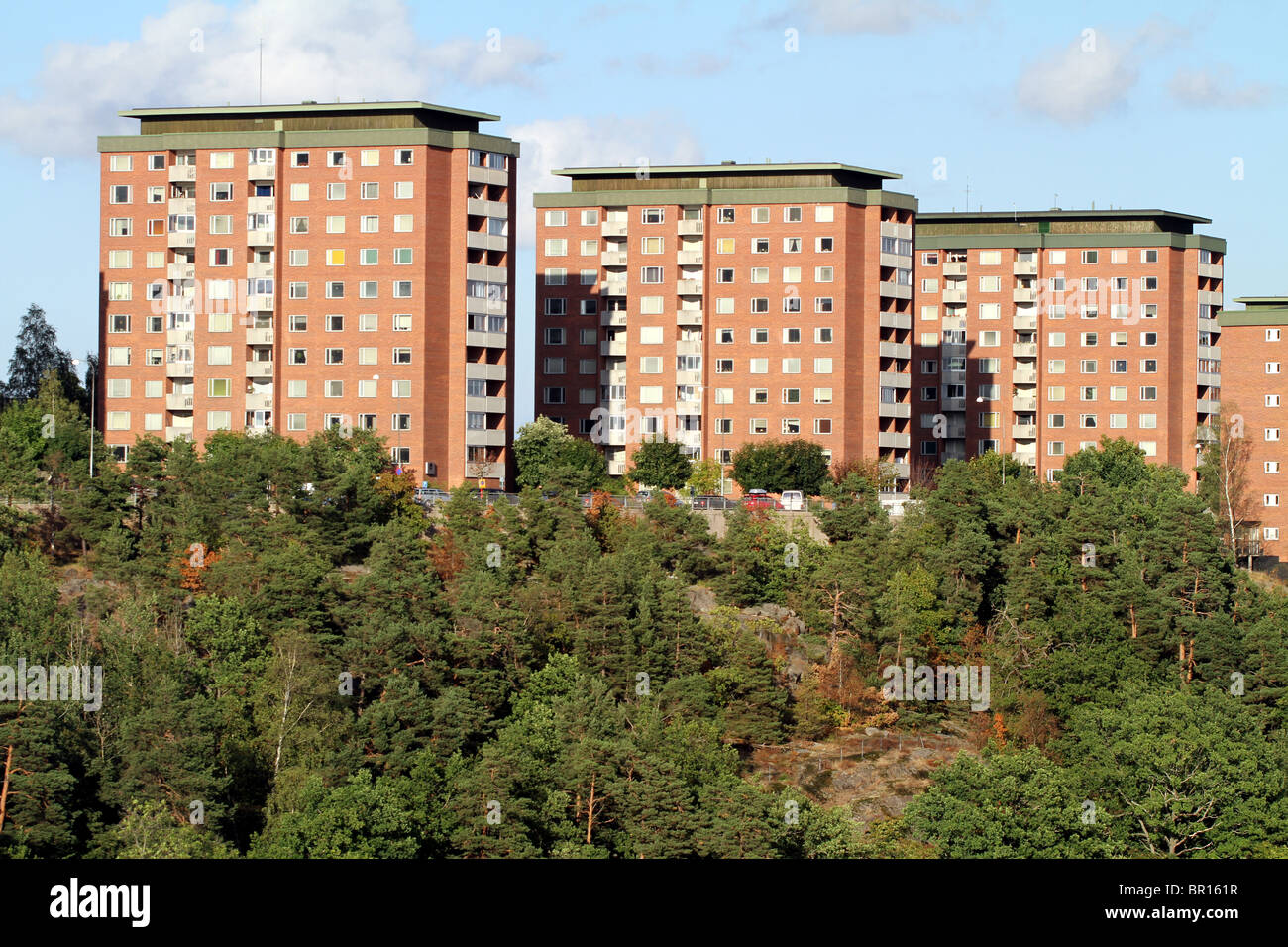 Mietshäuser und Gehäuse in Stockholm, Schweden Stockfoto