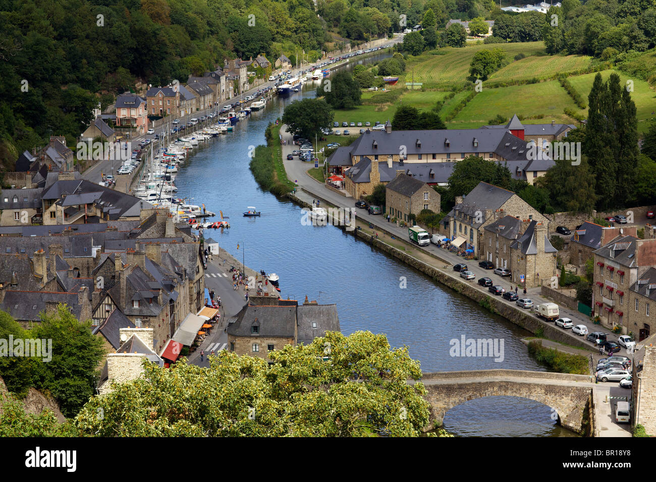Der Hafen von Dinan in Brittany France Stockfoto
