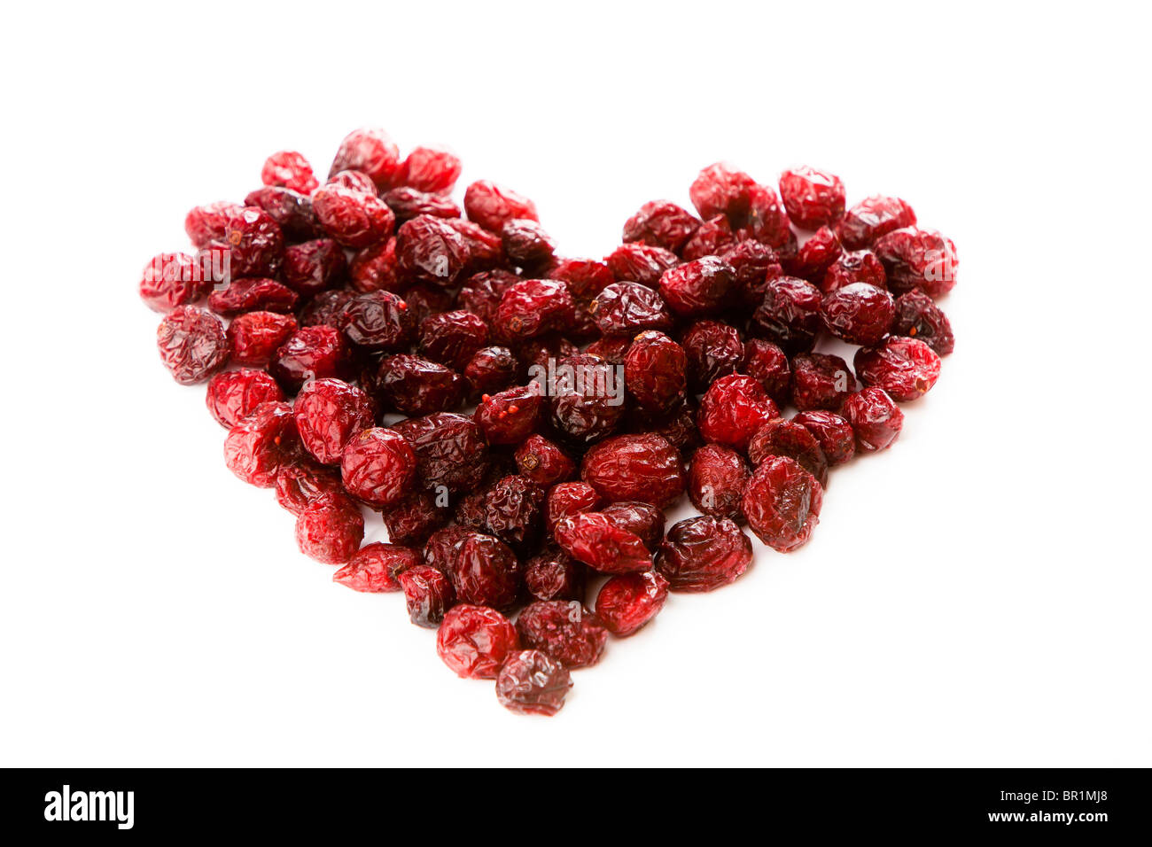 Preiselbeeren in Herzform ausgetrocknet Stockfoto