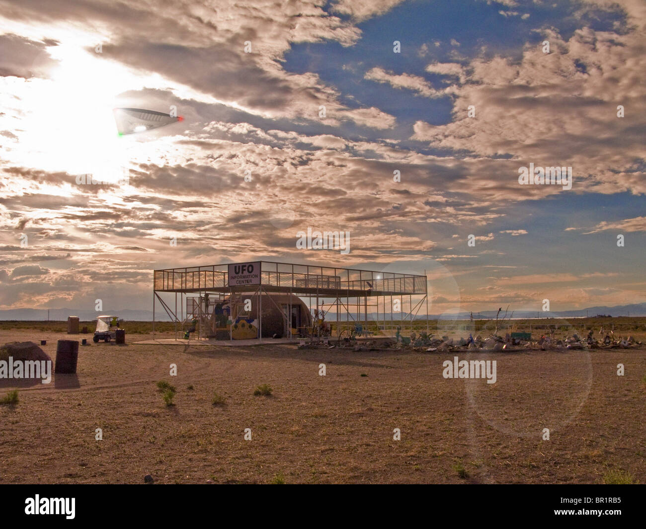 UFO-Sichtung in "The UFO Watchtower" Hooper, Colorado Stockfoto