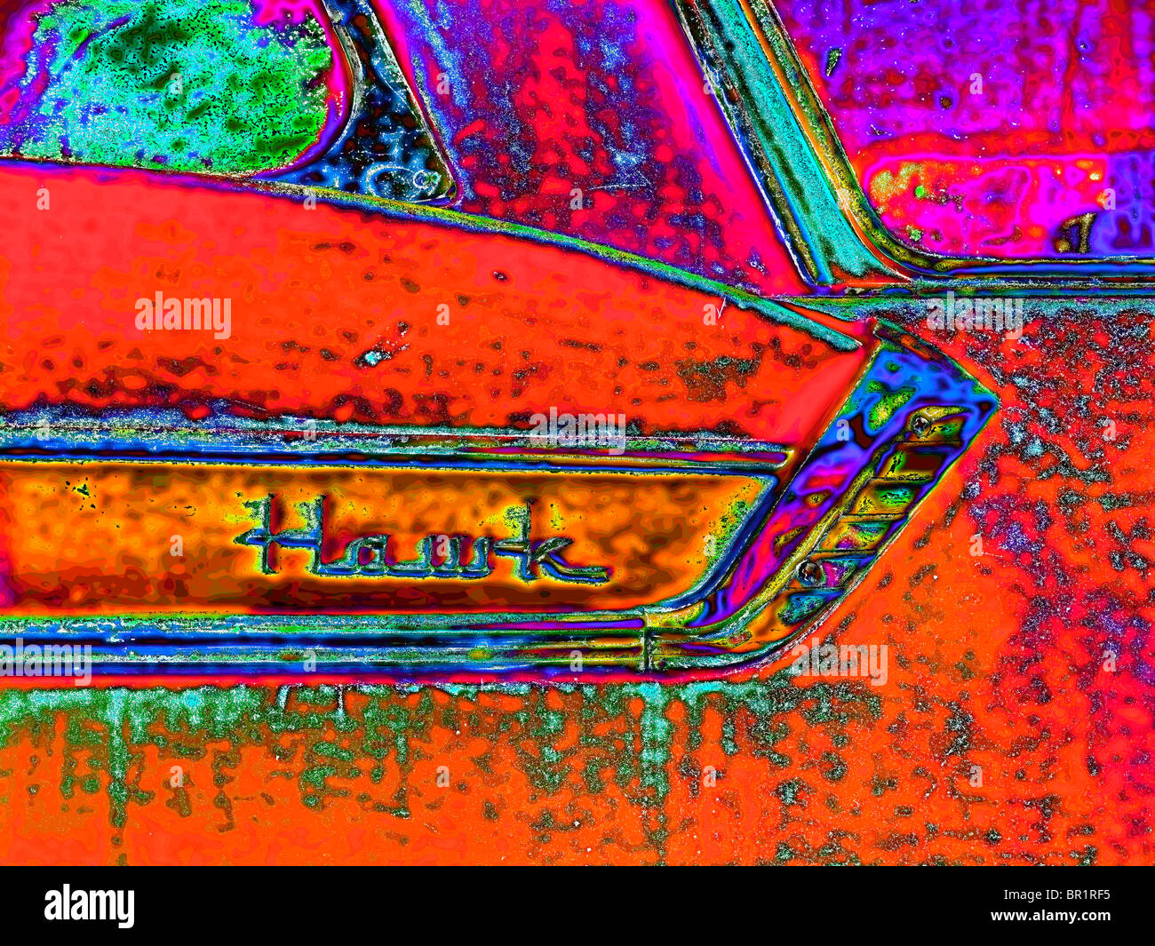 Studebaker Hawk Typenschild (abstrakte Version) Stockfoto