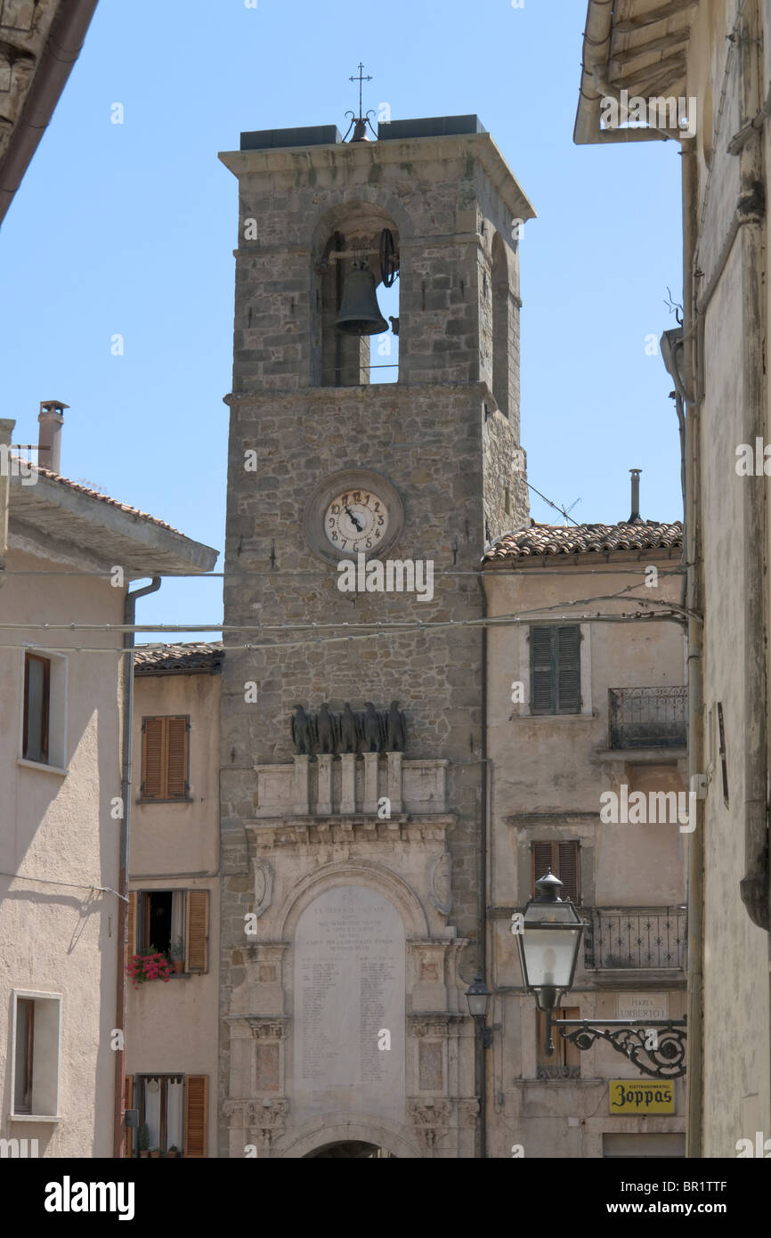 Kommunalen Turm, Arquata del Tronto, Italien Stockfoto