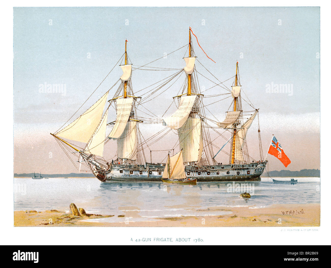 Royal Navy 42-Kanonen-Fregatte von ca. 1760. Stockfoto
