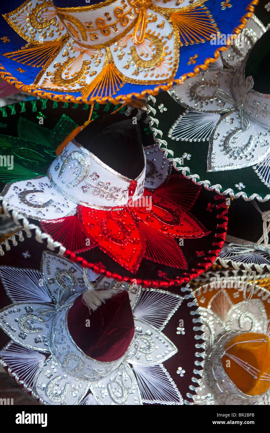 Sombreros zum Verkauf in Mexiko Stockfoto