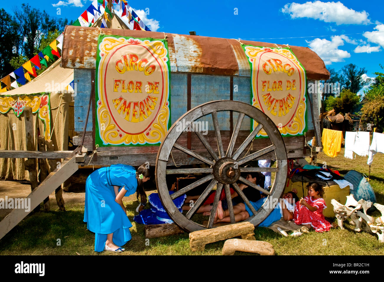 Teilnehmer des jährlichen Festivals Patria Gaucha in Tacuarembo, Uruguay Stockfoto