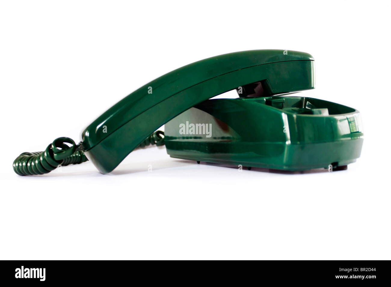 kabelgebundene 80er Jahre grüne Telefon Stockfoto
