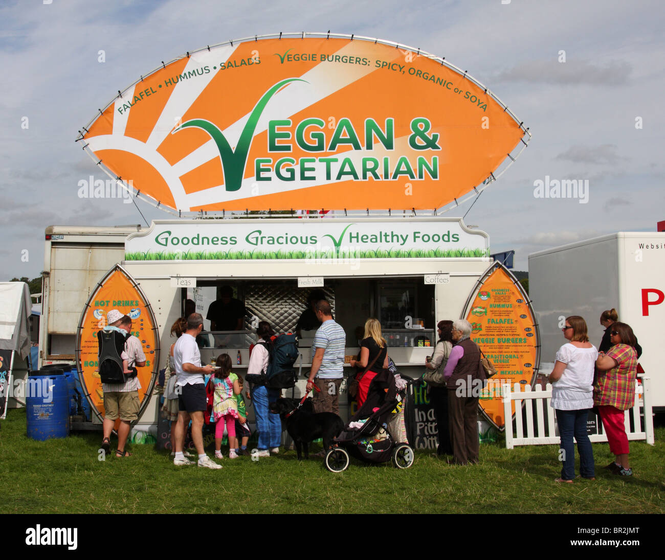 Vegane & vegetarische Caterer in Chatsworth Game Fair, Derbyshire, England, Großbritannien Stockfoto