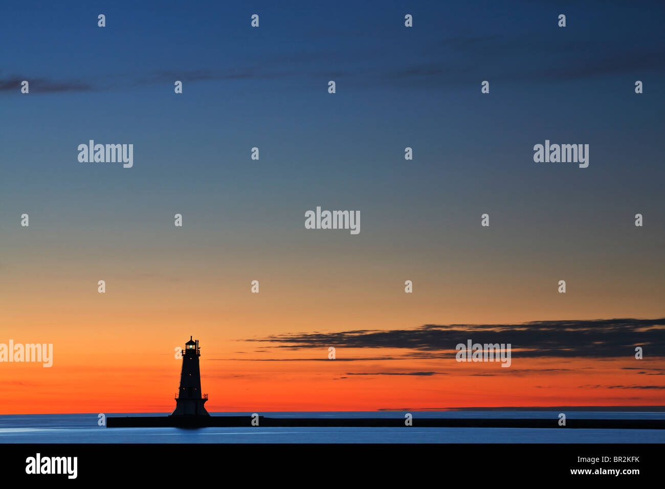 Der Norden Wellenbrecher Leuchtturm am Stearns Park in Ludington, Michigan Stockfoto