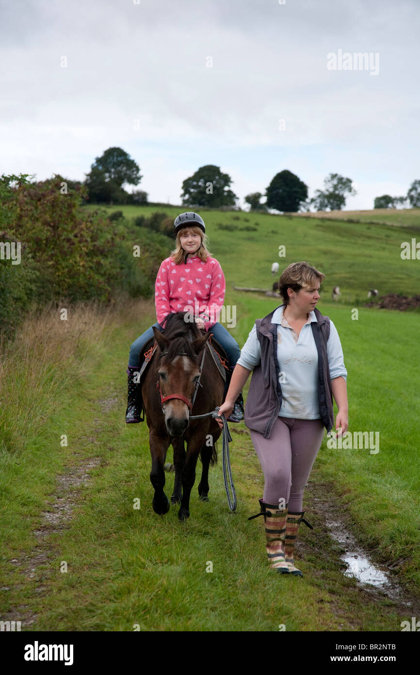 Ponyreiten in North Yorkshire Stockfoto