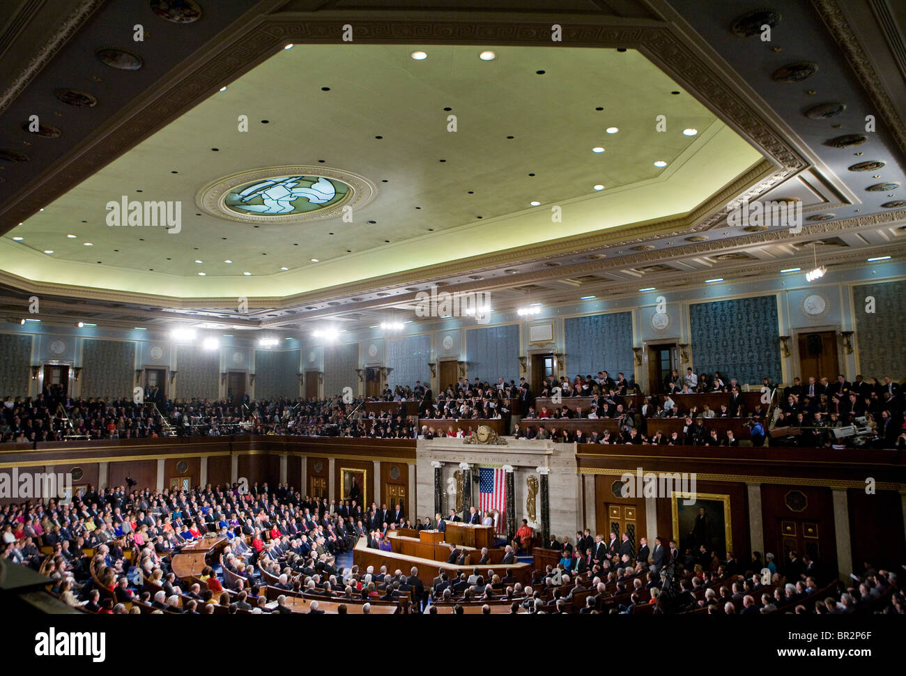 Präsident Barack Obama liefert seine erste Rede zur Lage der Union. Stockfoto