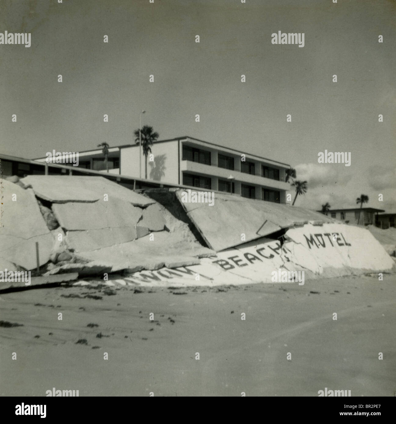 Vintage September 1964 Foto, Daytona Beach, Florida, Sturmschäden von Hurrikan Dora. Stockfoto