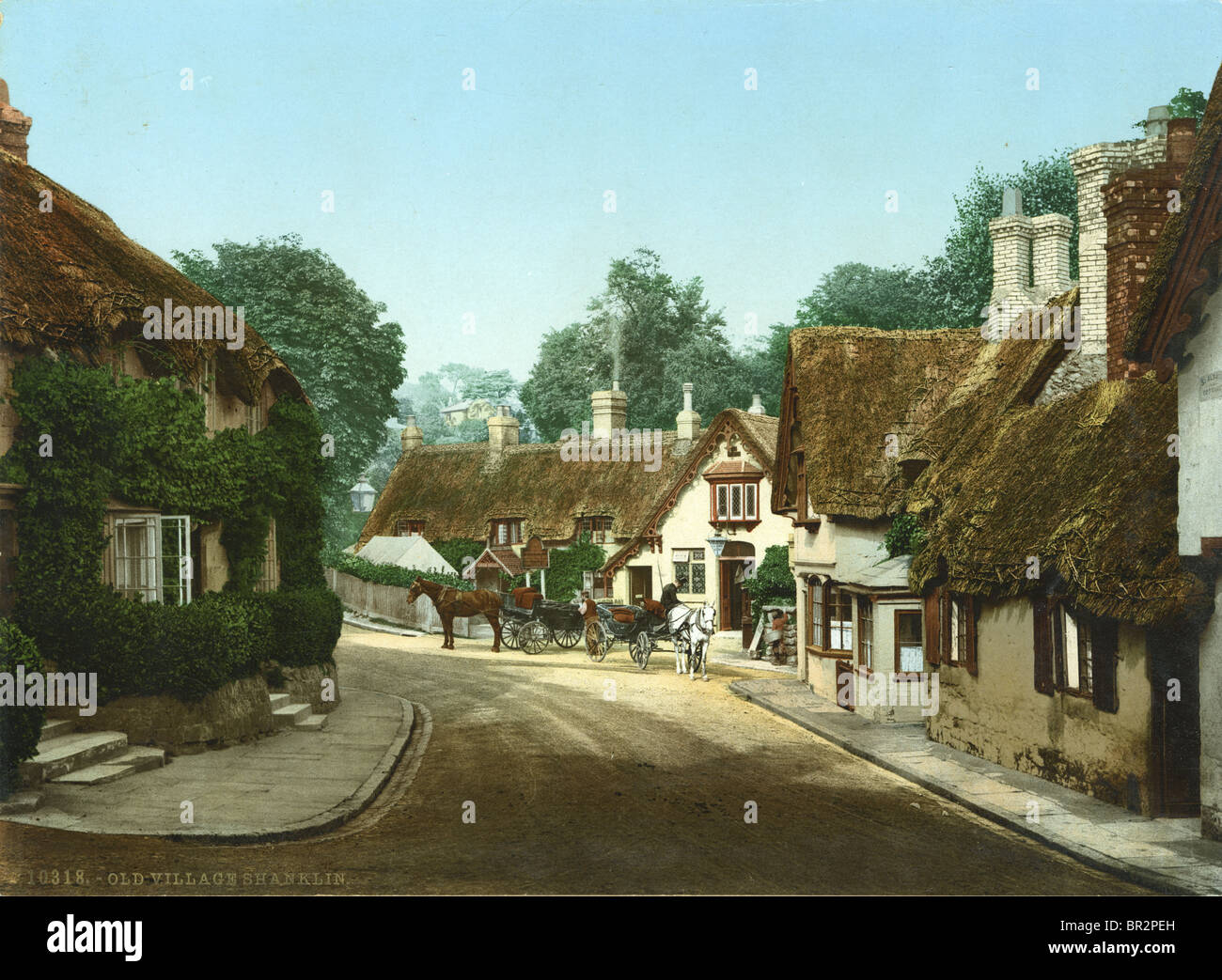 Ca. 1910 handkolorierten Foto, "Old Village, Shanklin." Stockfoto