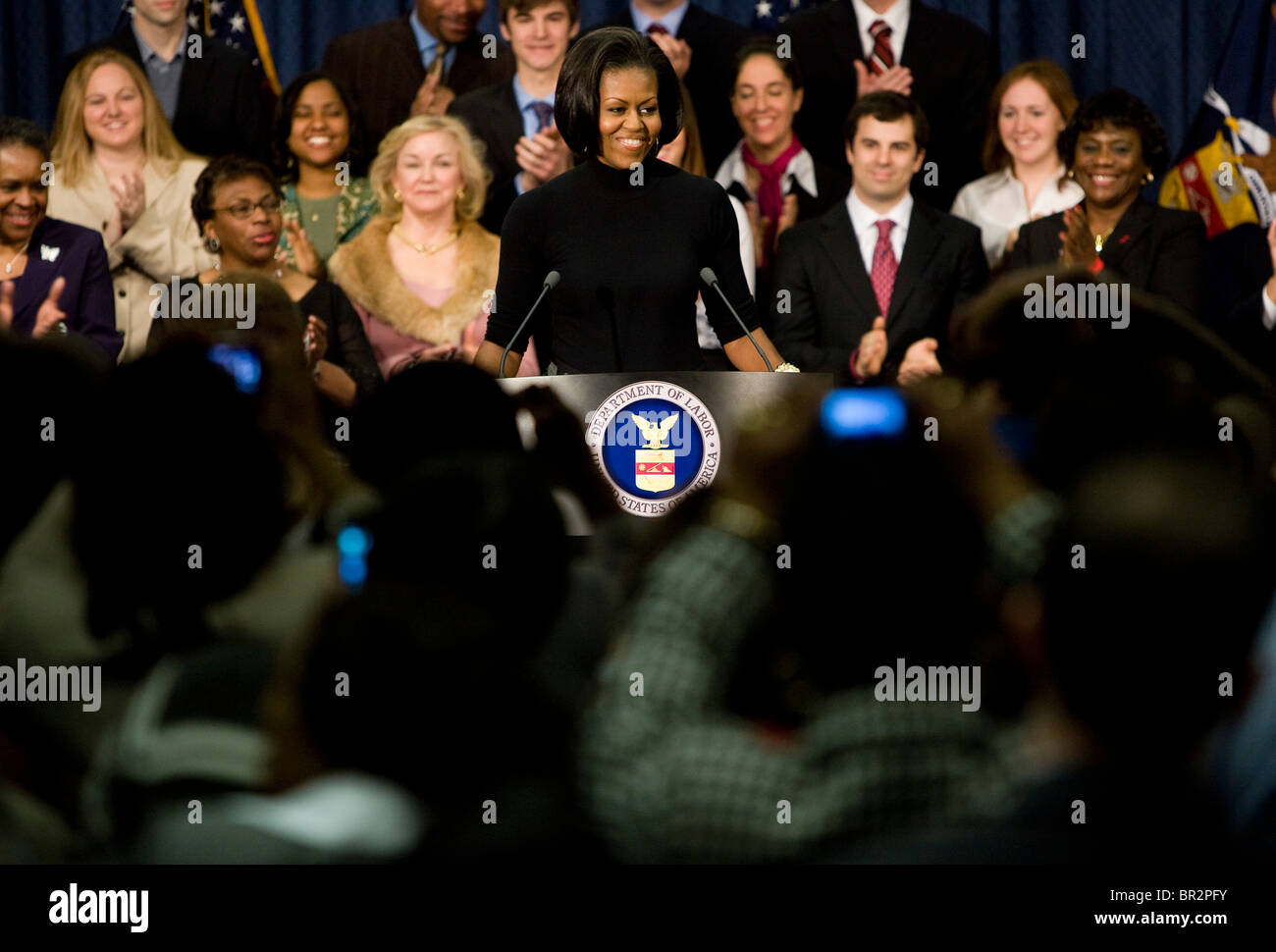 First Lady Michelle Obama spricht bei dem Department of Labor. Stockfoto