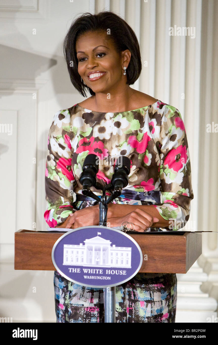 First Lady Michelle Obama während einer Veranstaltung zum Muttertag im Weißen Haus. Stockfoto