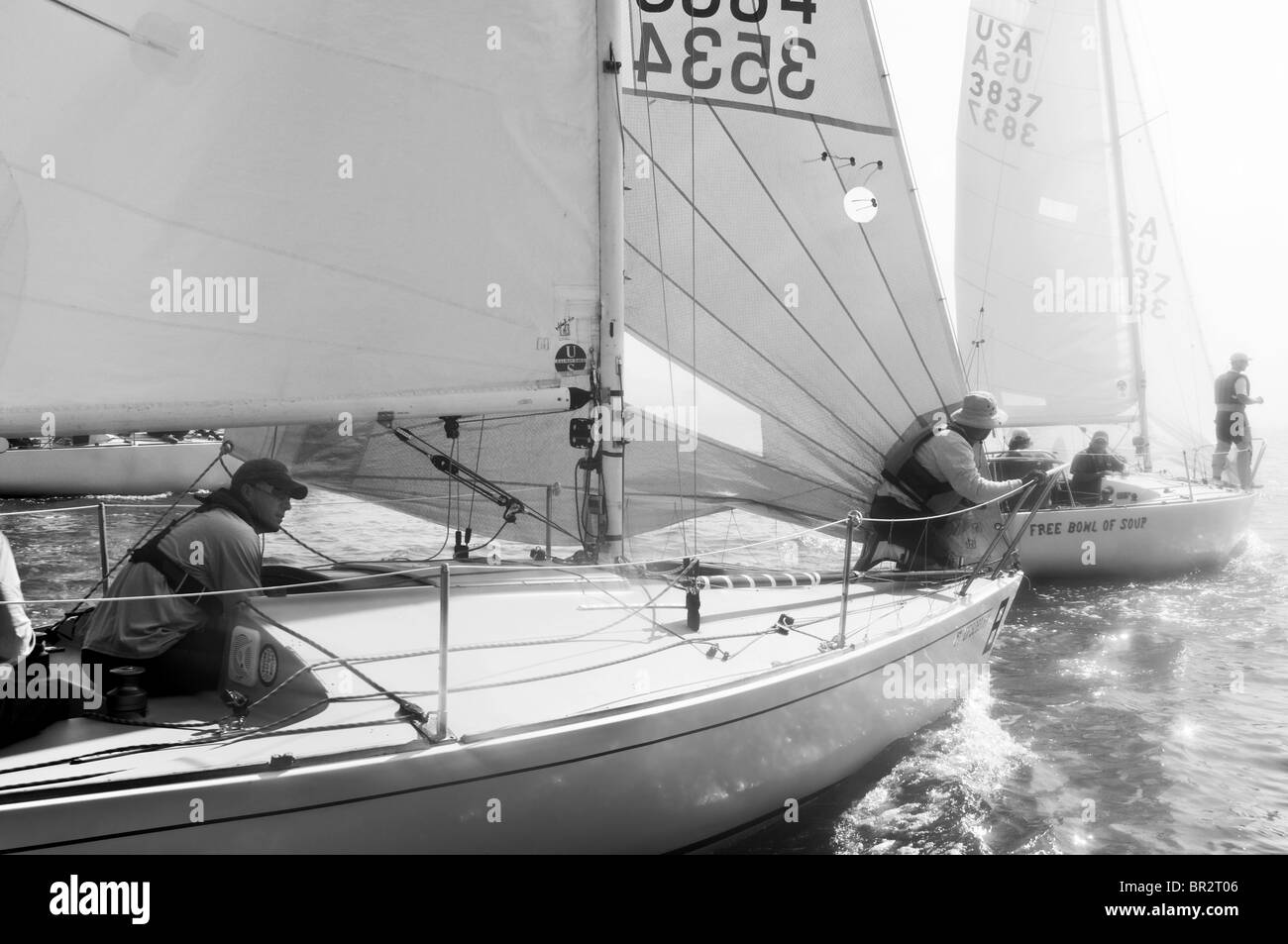 Bogenschützen in den Startlöchern für die j24 2009 Usa Sailing championship Stockfoto