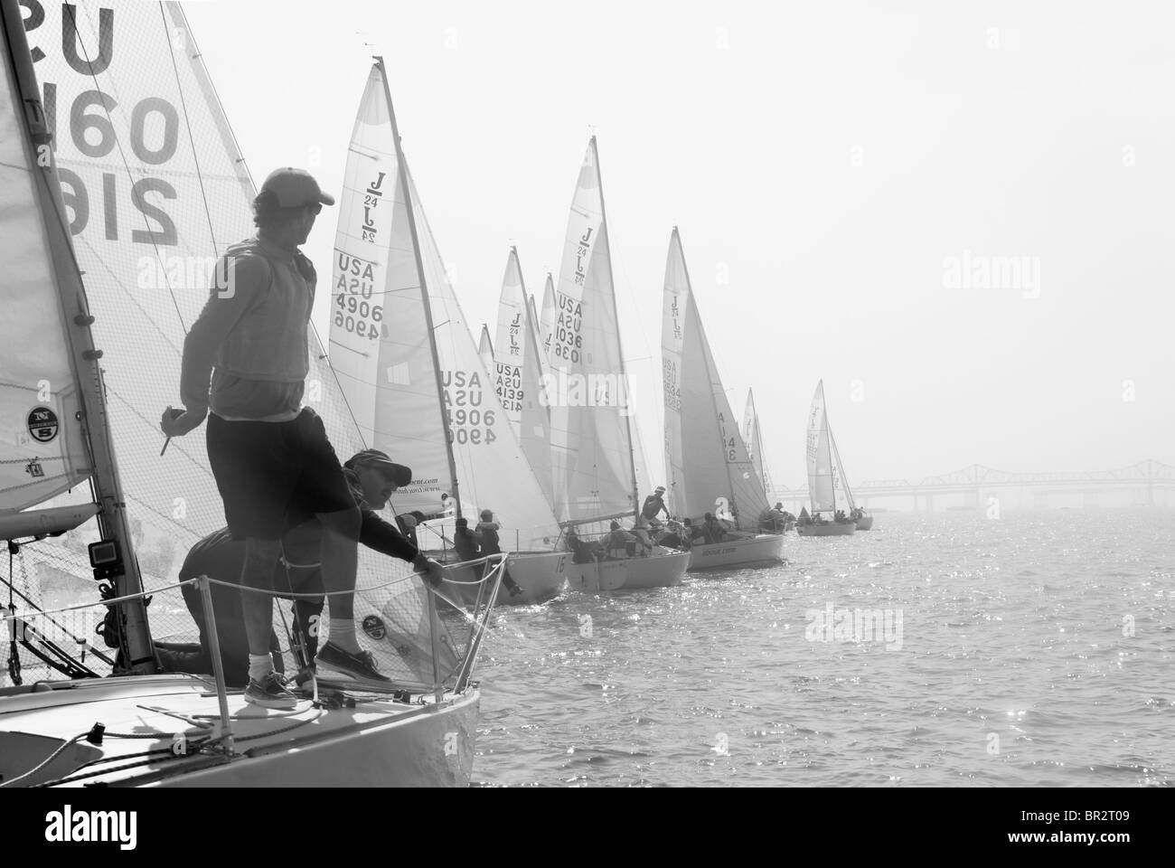 Startlinie für die j24 2009 Usa Sailing championship Stockfoto