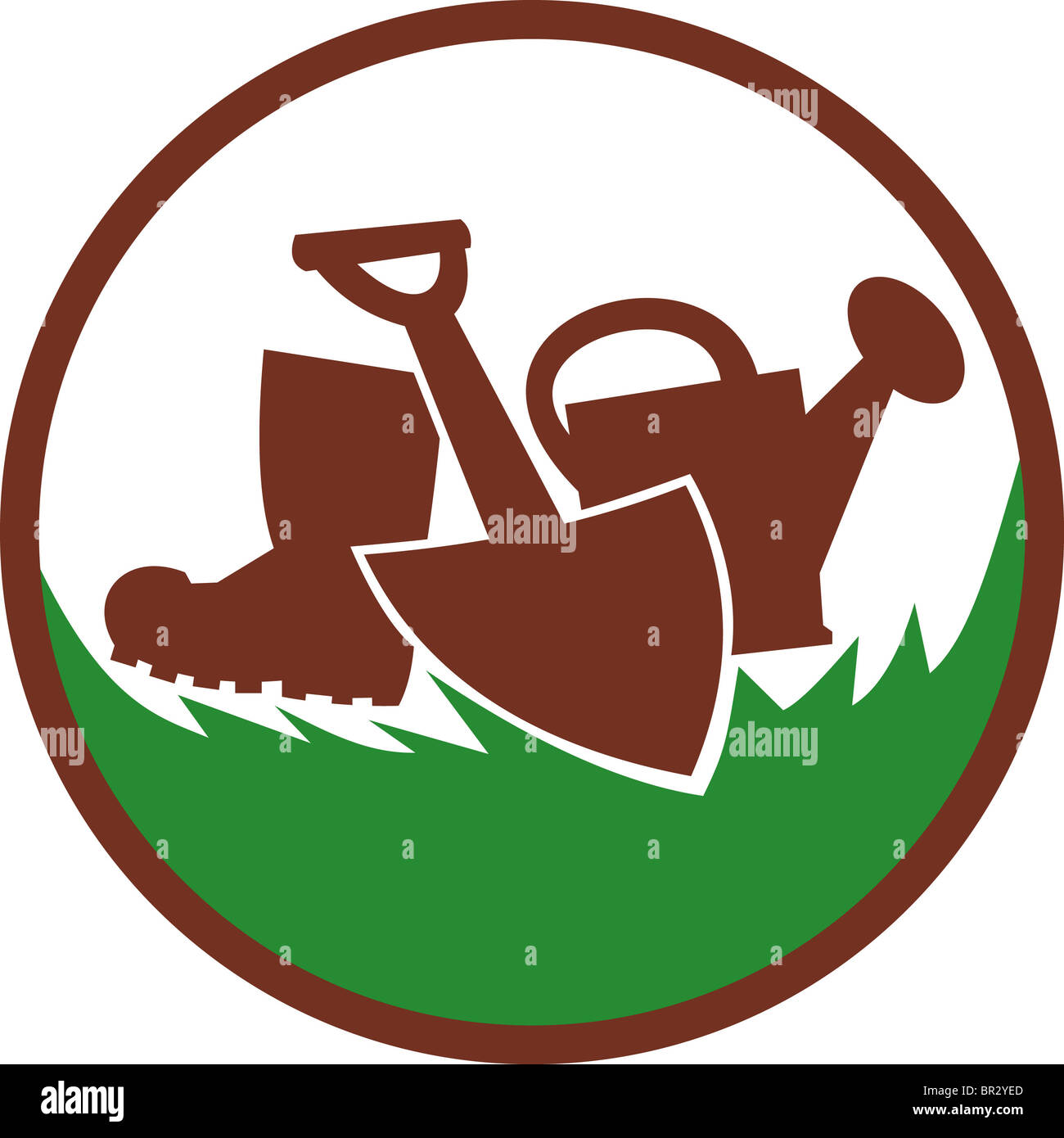 Icon oder Symbol für Landschaftsgärtner, Gärtner mit einer Gießkanne