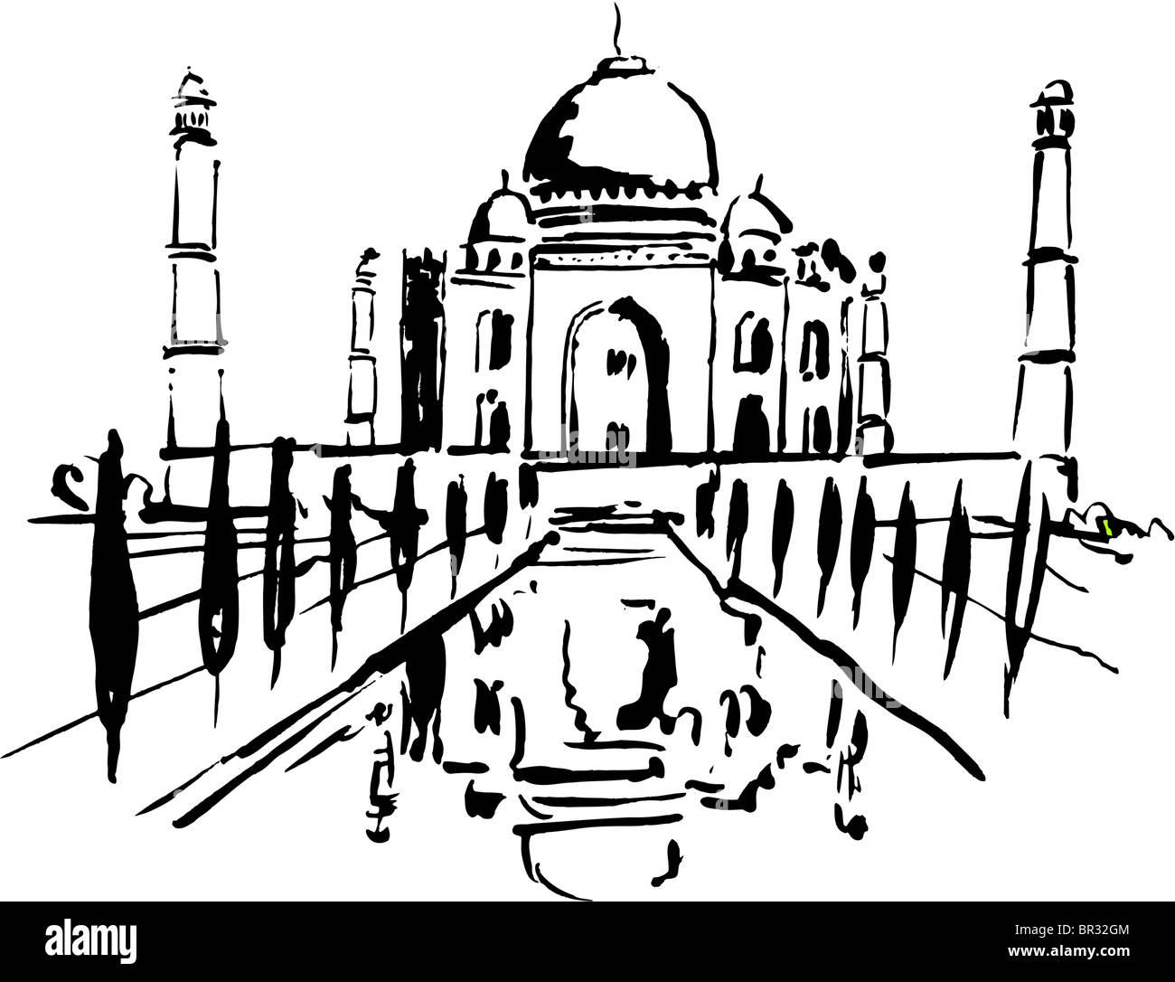Schwarz Weiss Zeichnung Des Taj Mahal Stockfotografie Alamy