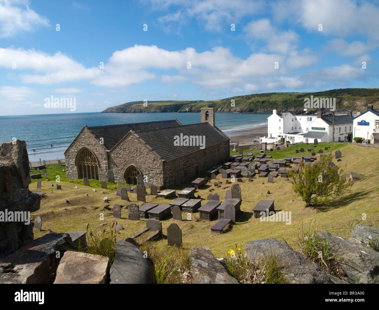 St. Hywyn Kirche in Aberdaron, Llyn Halbinsel North Wales, UK Stockfoto