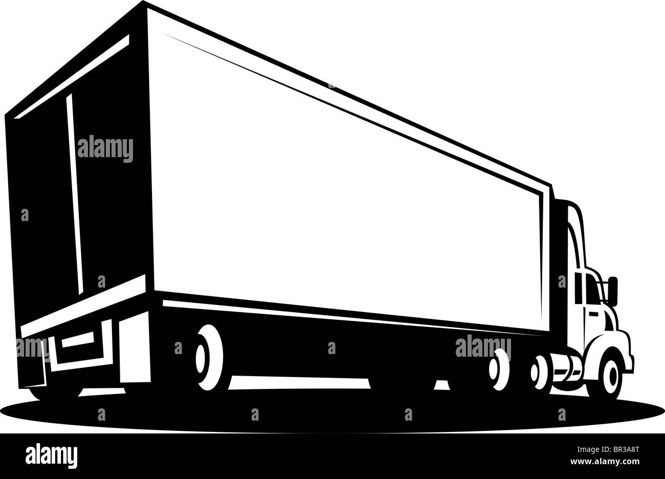 Beispiel für einen LKW mit Anhänger isoliert auf weißem Hintergrund Stockfoto