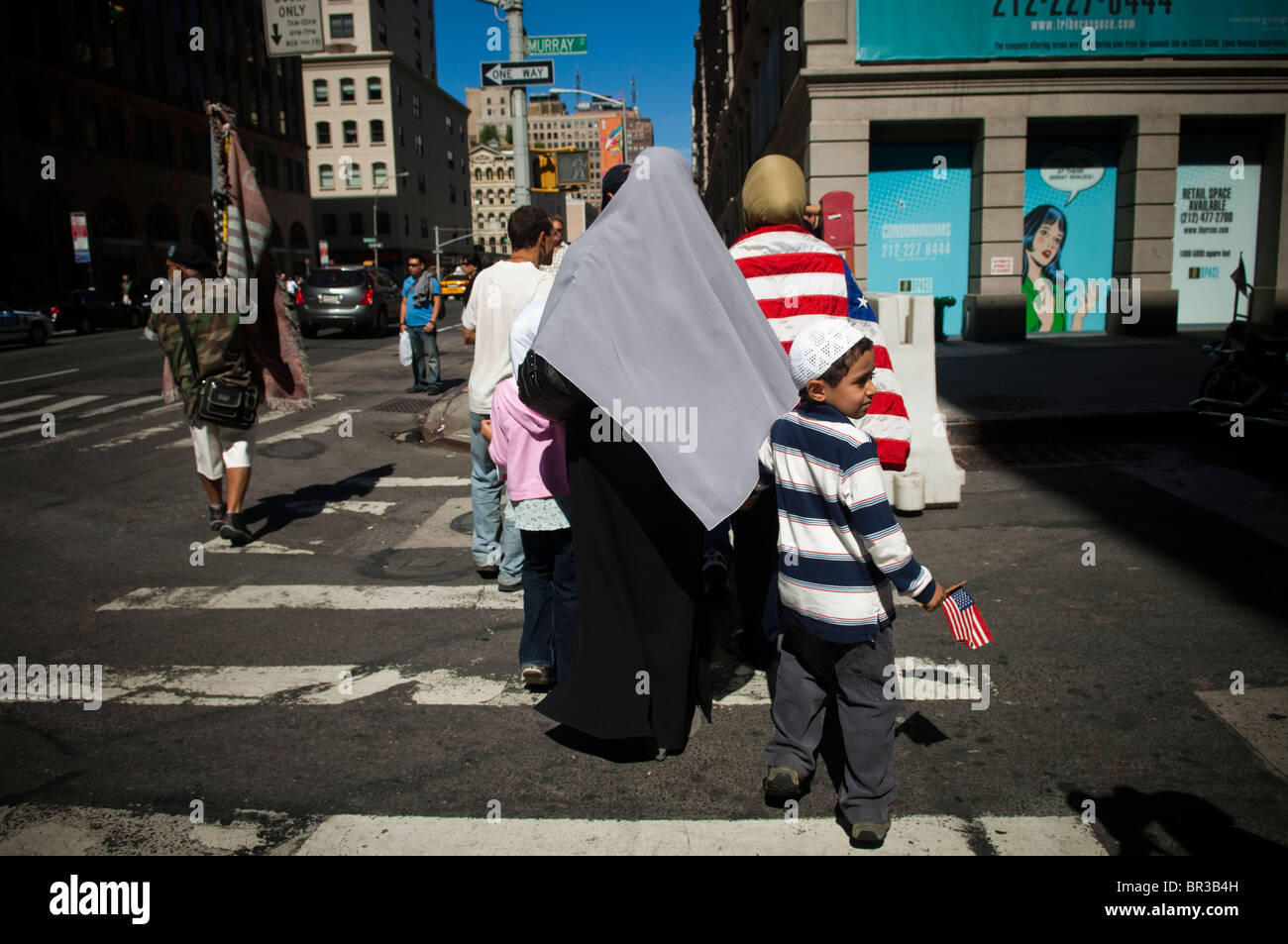 Unterstützer der Cordoba Initiative Moschee und islamische kulturelle Mitte Rally in New York Stockfoto