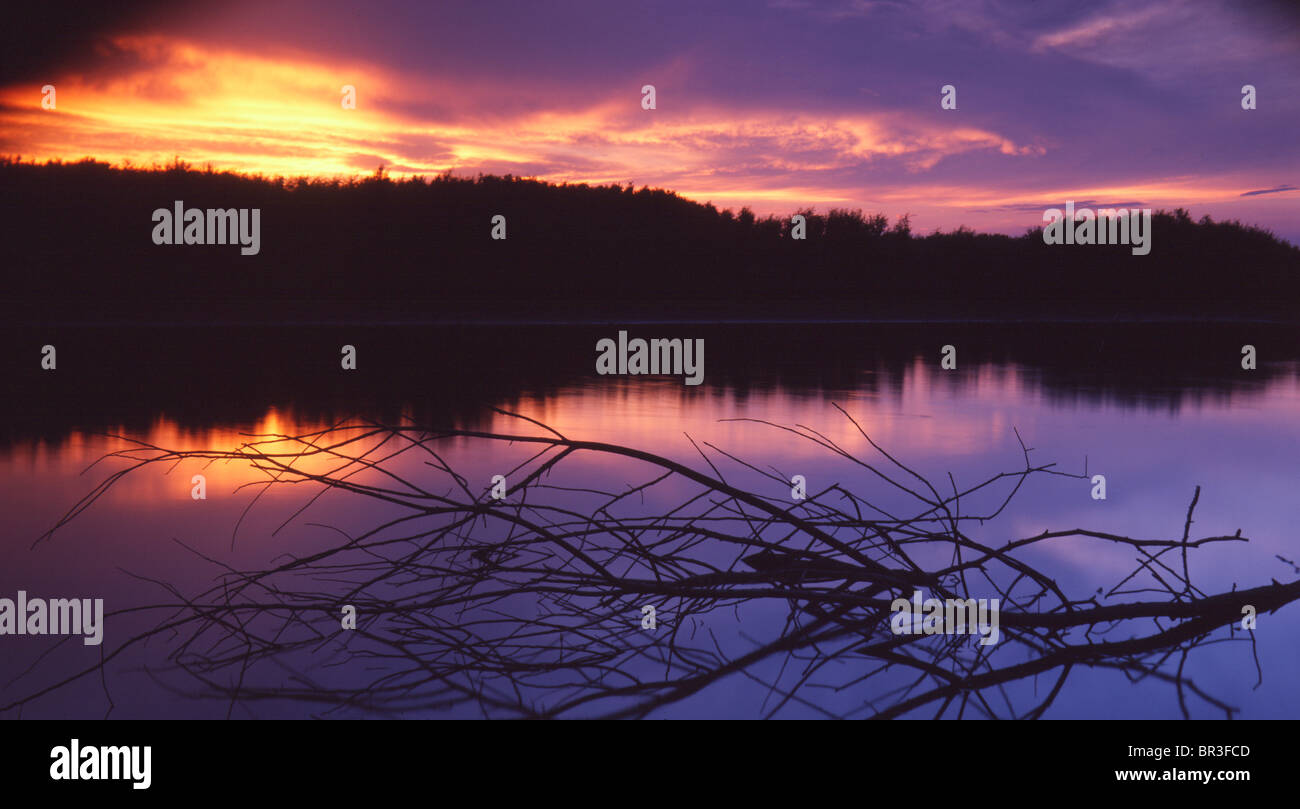 Sonnenuntergang auf dem Mississippi Fluss Stockfoto