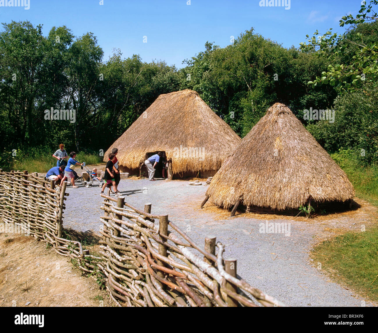 Having, Co. Wexford, Irland, Irish National Heritage Park, neolithische Gehöft Stockfoto